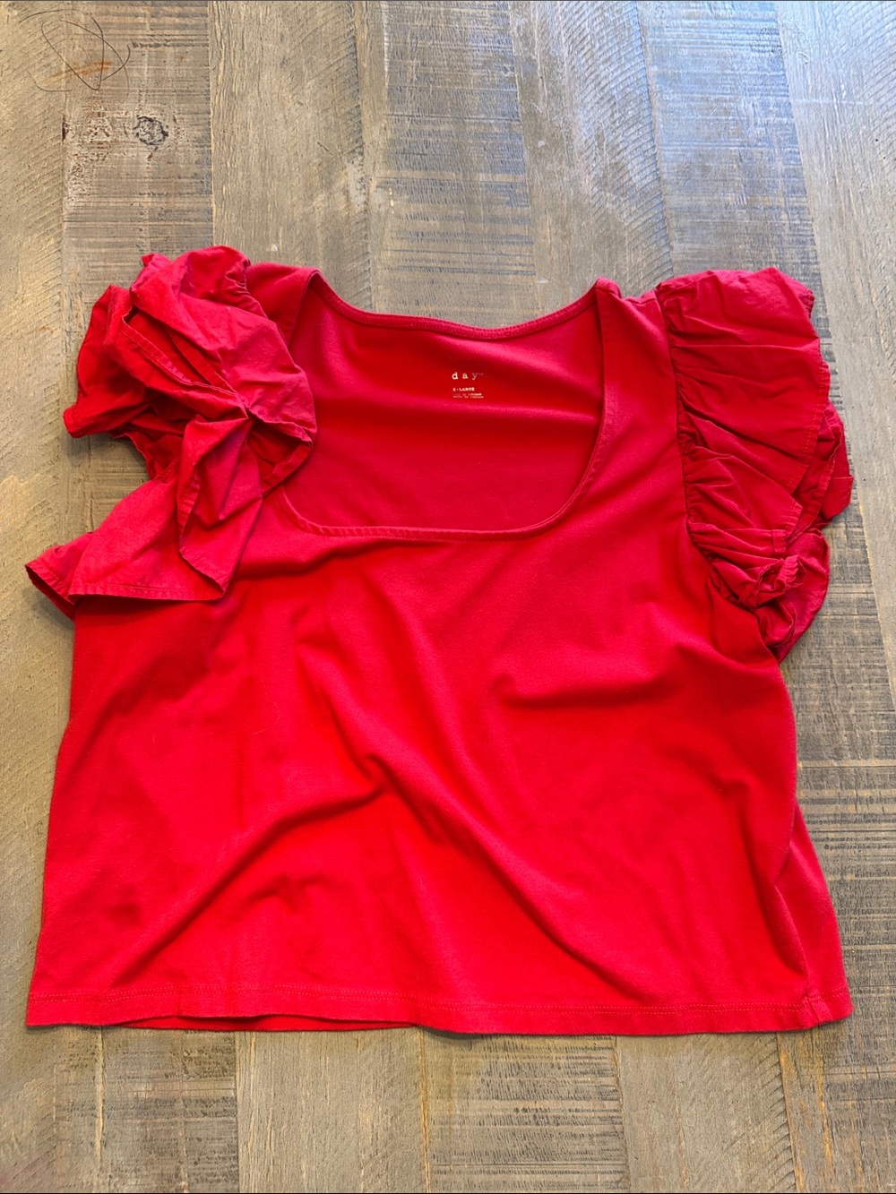 a new day Red Ruffle Sleeve Crop Top